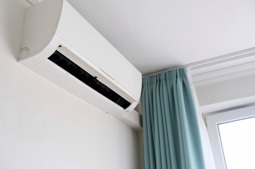 AC unit offering a modern cooling solution for the space